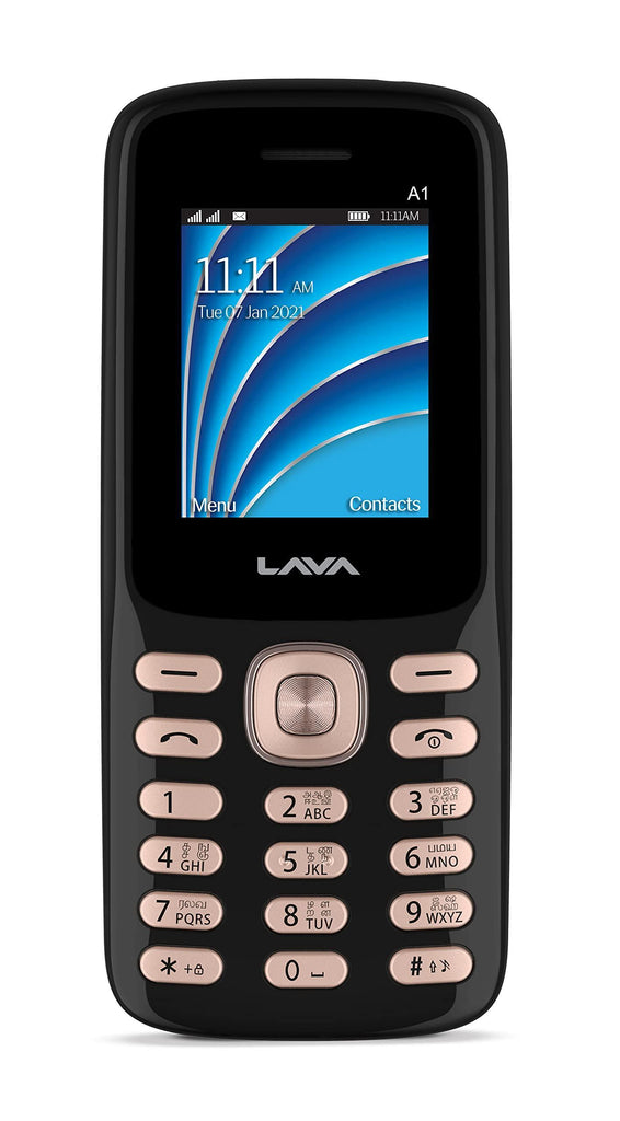 Lava A1 2021(Black Gold), Bluetooth Support, Smart AI Battery, Military Grade Certified,4 Days Battery Backup, Keypad Mobile - Triveni World