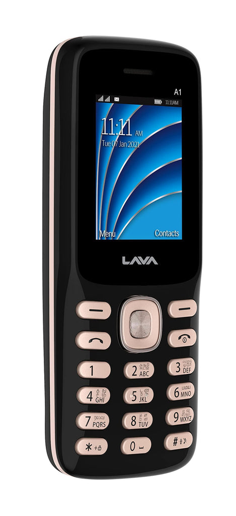 Lava A1 2021(Black Gold), Bluetooth Support, Smart AI Battery, Military Grade Certified,4 Days Battery Backup, Keypad Mobile - Triveni World