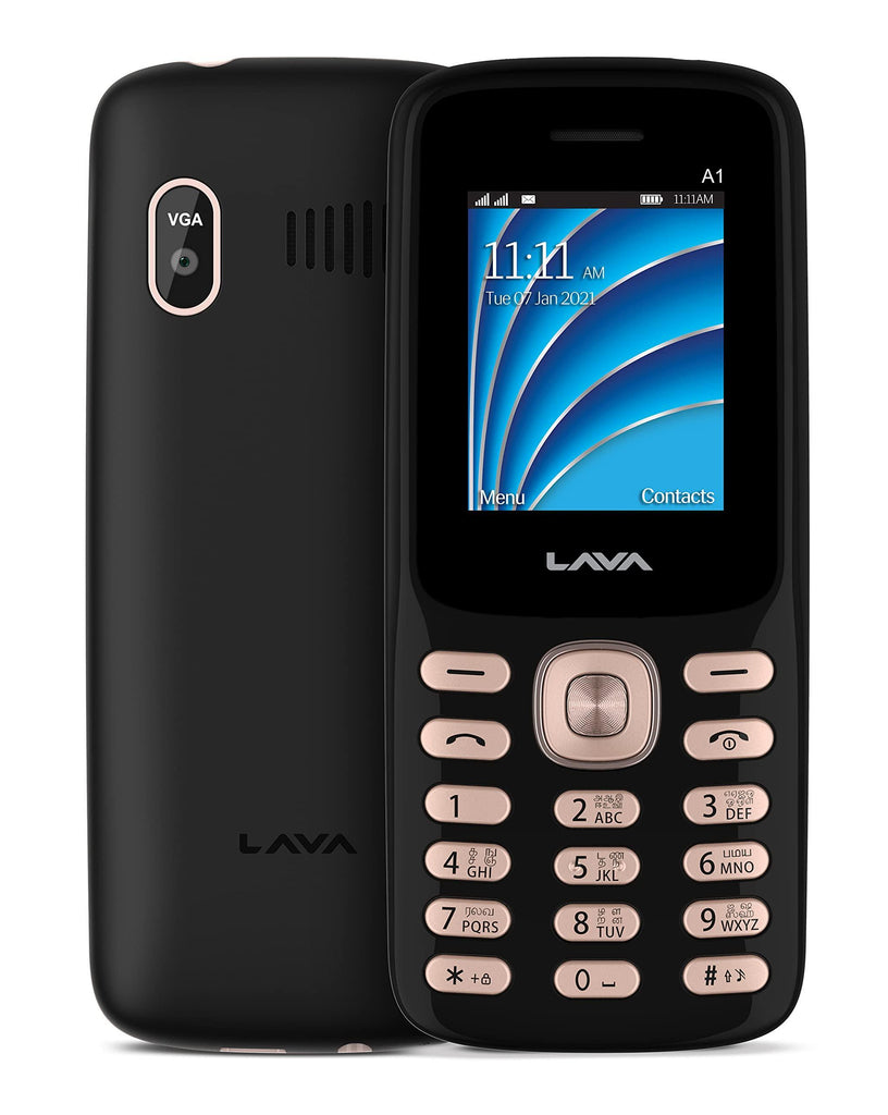 Lava A1 2021(Black Gold), Bluetooth Support, Smart AI Battery, Military Grade Certified,4 Days Battery Backup, Keypad Mobile - Triveni World