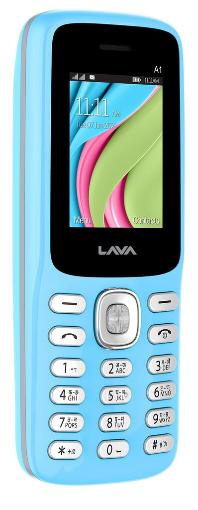 Lava A1 (Candy Blue), Number Talker, Smart AI Battery, 4 Days Battery Backup, Military Grade Certified, Keypad Mobile - Triveni World