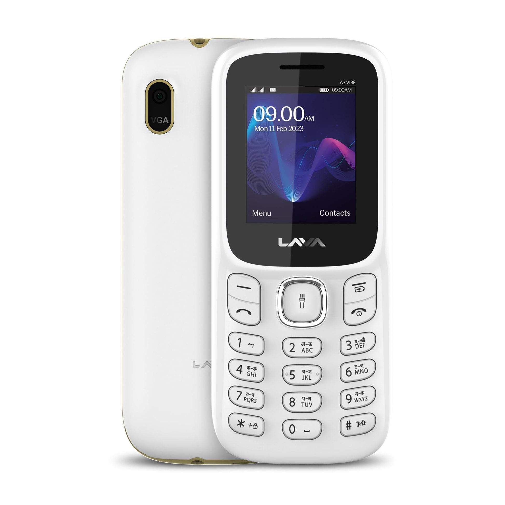 Lava A3 Vibe: Dual Sim Mobile with Vibrant Keypad, 1750mAh Big Battery, and Wireless FM - Perfect for Long-Lasting Performance with 32GB Expandable Memory Slot | White Beige - Triveni World