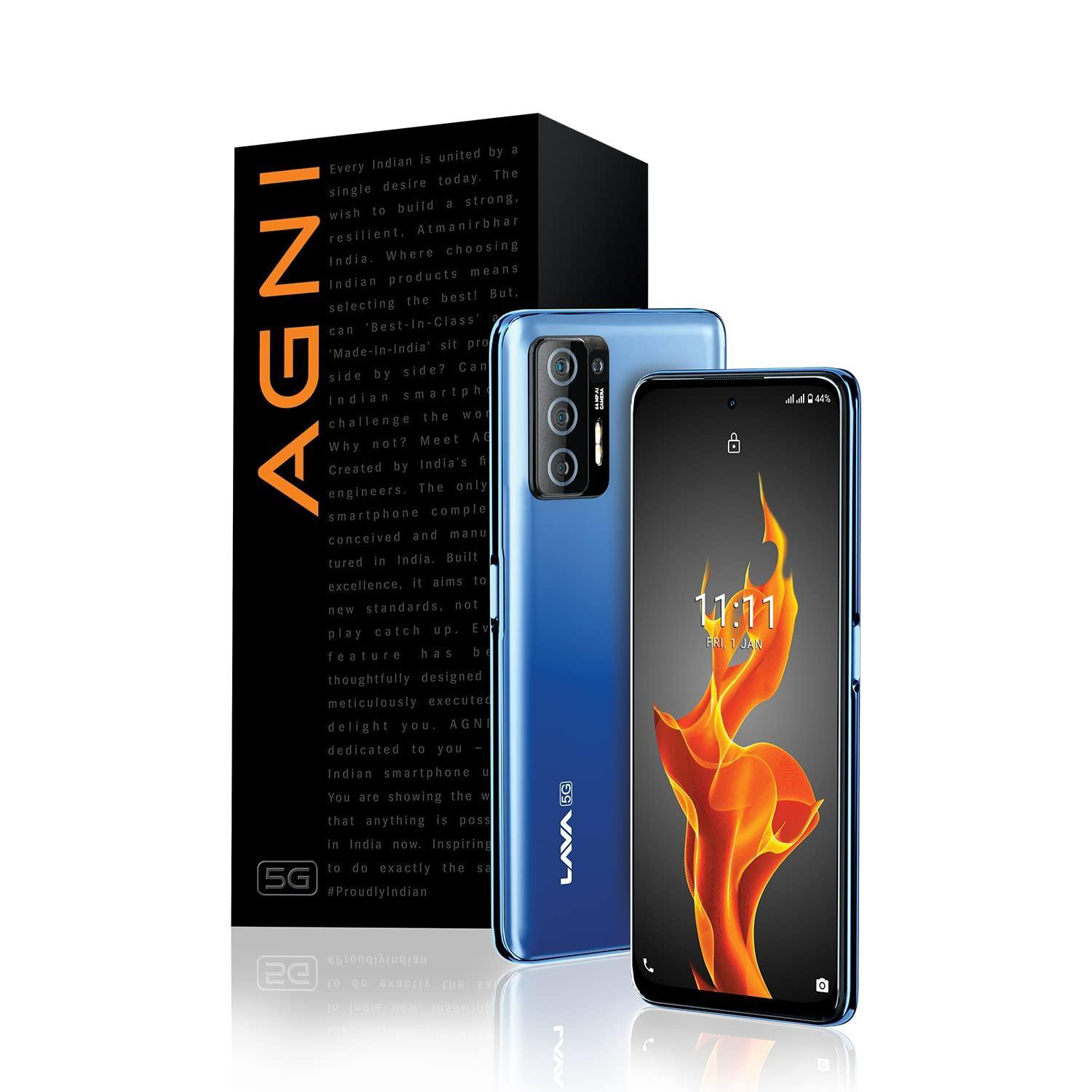 Lava Agni 5G |64 MP AI Quad Camera| (8GB RAM/128 GB ROM)| 5000 mAh Battery| Superfast 30W Fast Charging| 6.78 inch Big Screen (Fiery Blue) - Triveni World