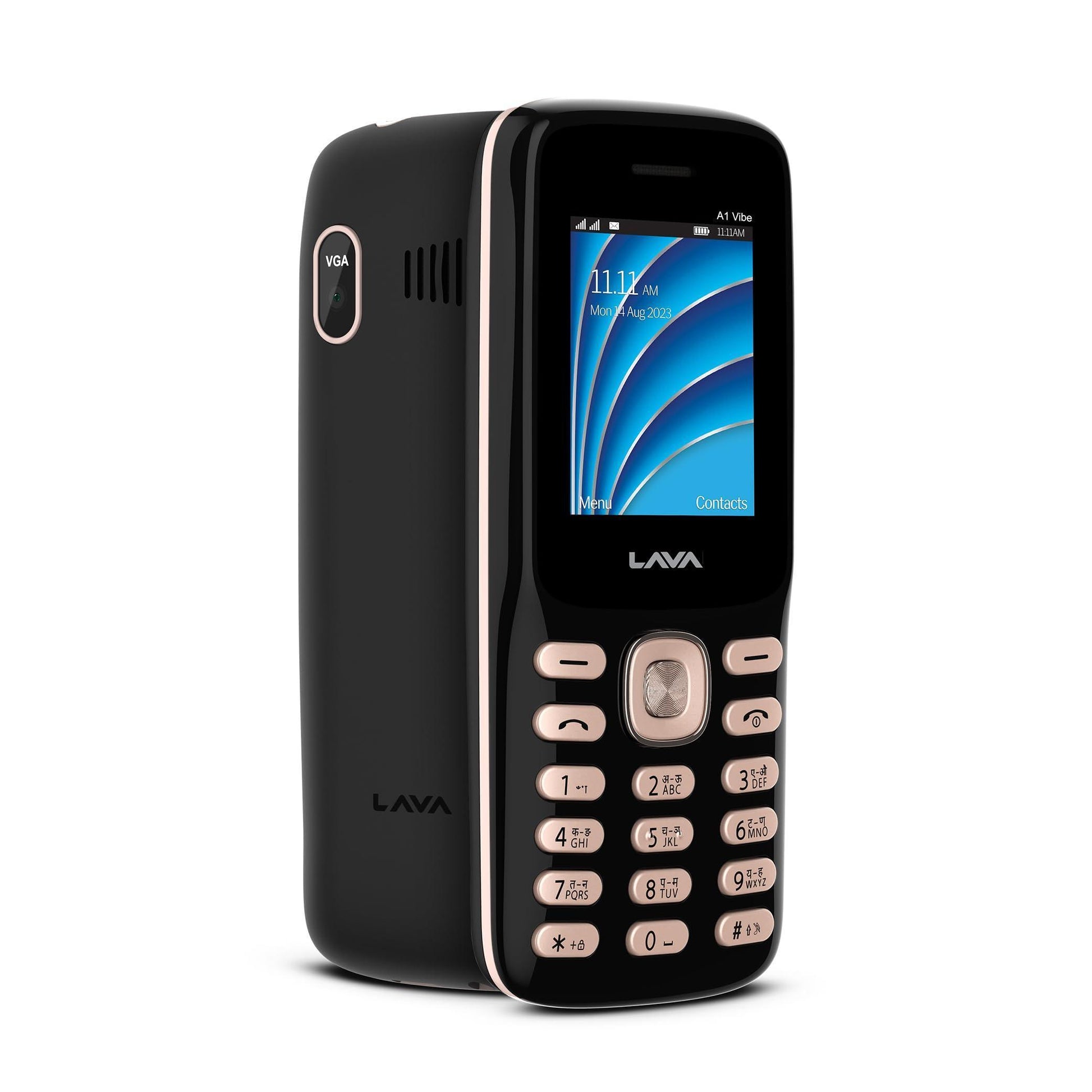 Lava All-New A1 Vibe Keypad Phone with Long Lasting Samrt AI Battery, 1.77inch Display, 32 GB Expandable Memory, Bluetooth Support, Military Grade Certified | Black Gold - Triveni World