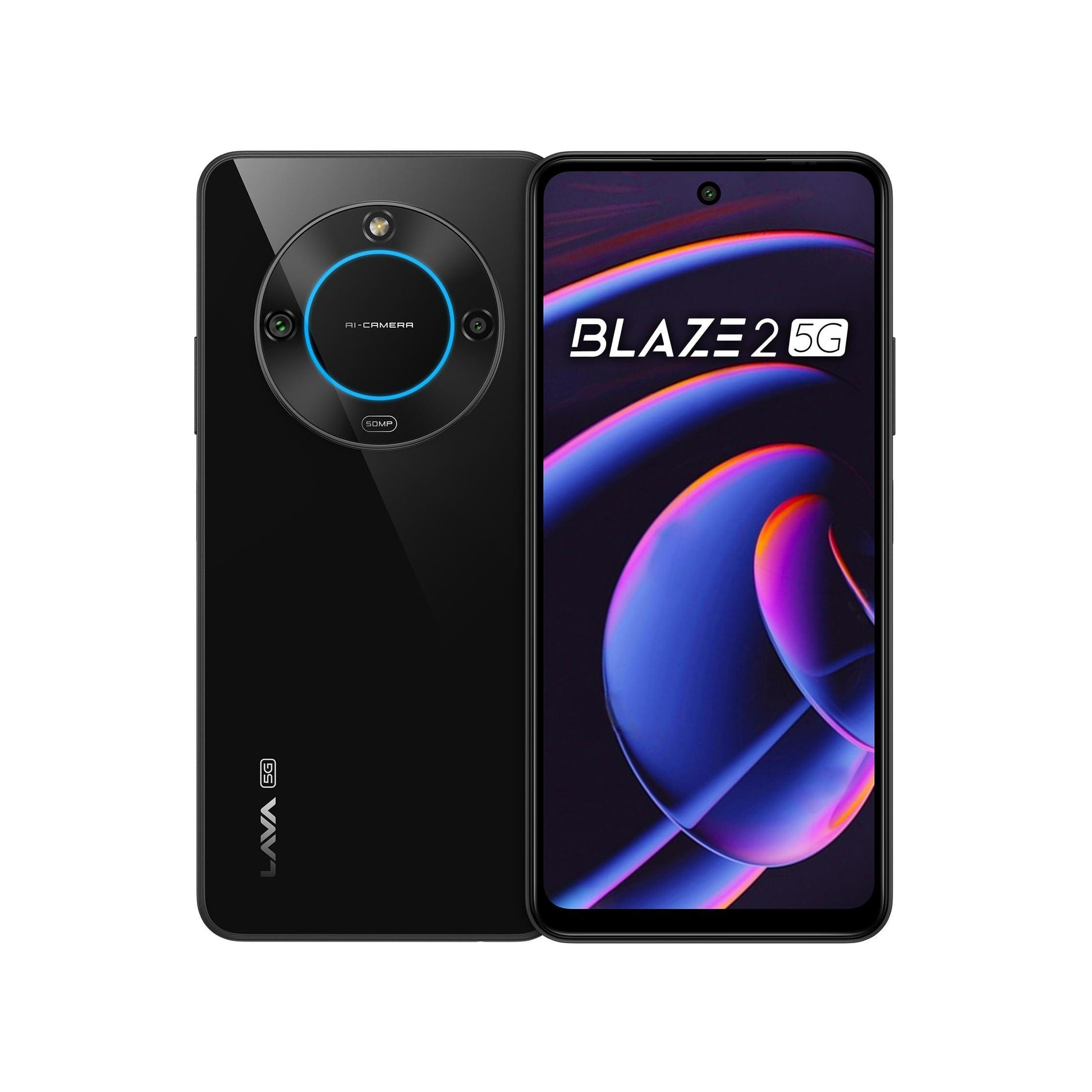 Lava Blaze 2 5G (Glass Black, 6GB RAM, 128GB Storage)| Stunning Ring Light| 50 MP AI Camera |5000 mAh Battery| Upto 12 GB Expandable RAM - Triveni World