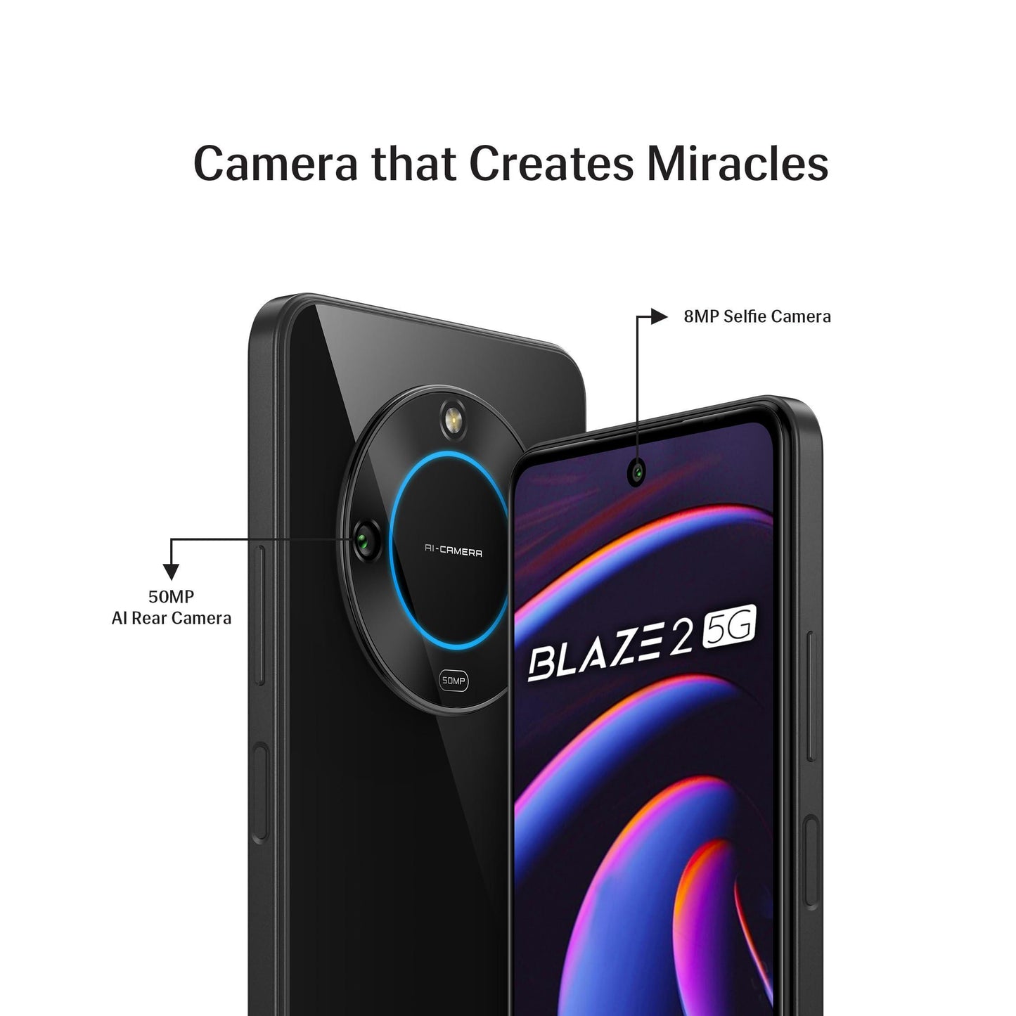 Lava Blaze 2 5G (Glass Black, 6GB RAM, 128GB Storage)| Stunning Ring Light| 50 MP AI Camera |5000 mAh Battery| Upto 12 GB Expandable RAM - Triveni World