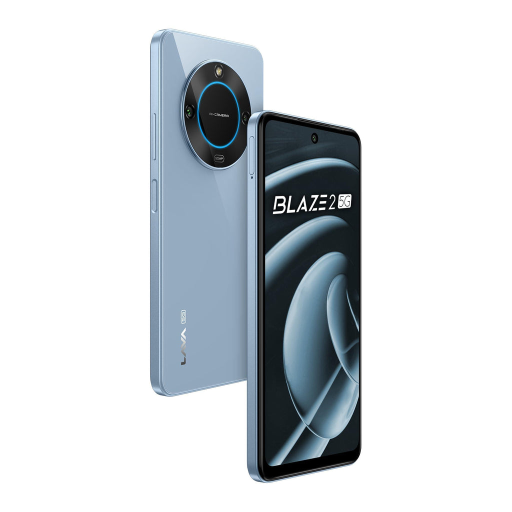 Lava Blaze 2 5G (Glass Blue, 4GB RAM, 64GB Storage)| Stunning Ring Light| 50 MP AI Camera |5000 mAh Battery| Upto 8 GB Expandable RAM - Triveni World