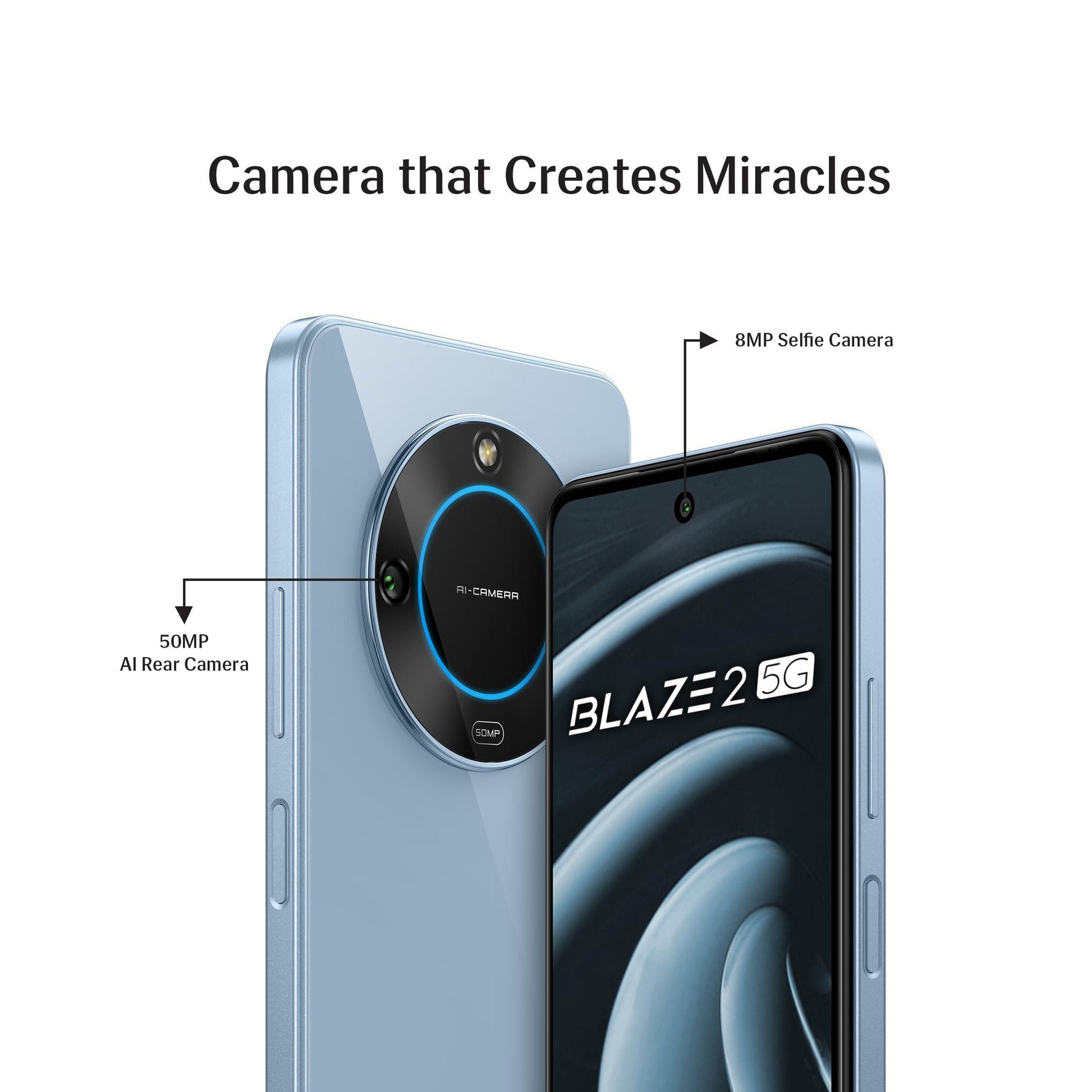 Lava Blaze 2 5G (Glass Blue, 6GB RAM, 128GB Storage)| Stunning Ring Light| 50 MP AI Camera |5000 mAh Battery| Upto 12 GB Expandable RAM - Triveni World