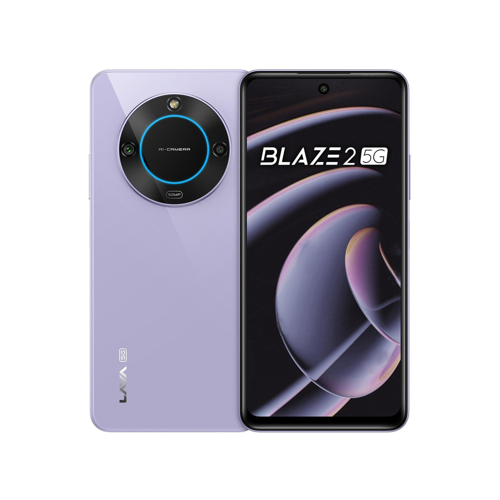 Lava Blaze 2 5G (Glass Lavender, 4GB RAM, 64GB Storage)| Stunning Ring Light| 50 MP AI Camera |5000 mAh Battery| Upto 8 GB Expandable RAM - Triveni World