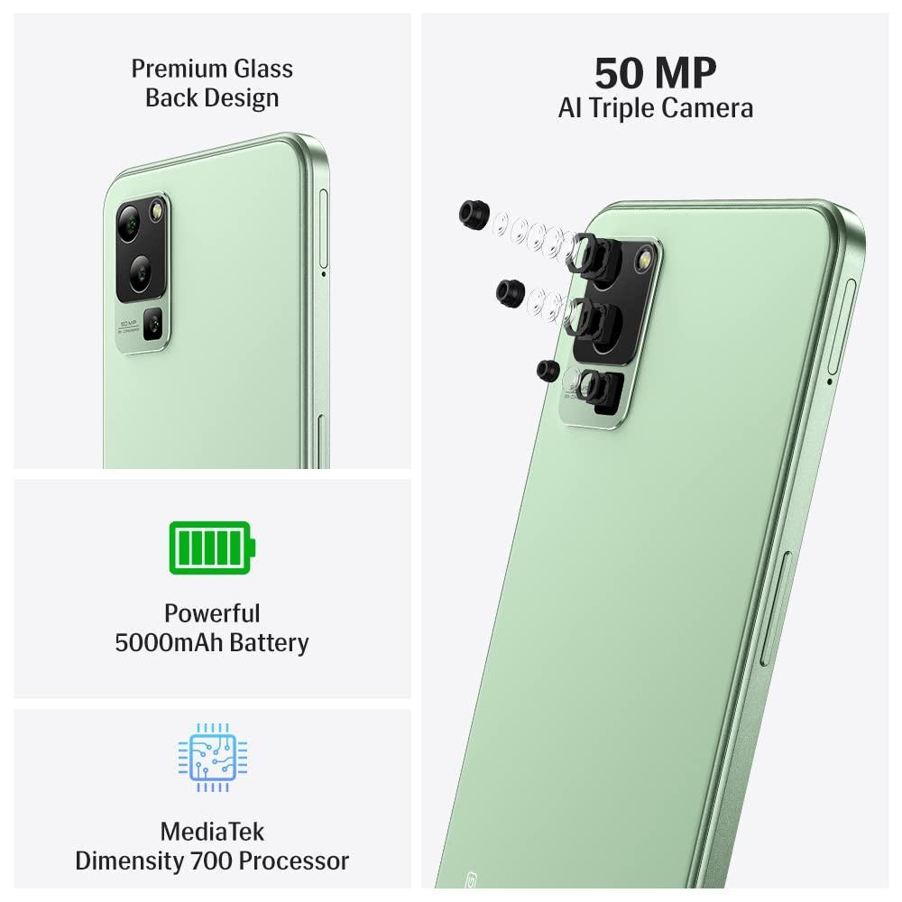 Lava Blaze 5G (Glass Green, 4GB RAM, UFS 2.2 128GB Storage) | 5G Ready | 50MP AI Triple Camera | Upto 7GB Expandable RAM | Charger Included | Clean Android (No Bloatware) - Triveni World