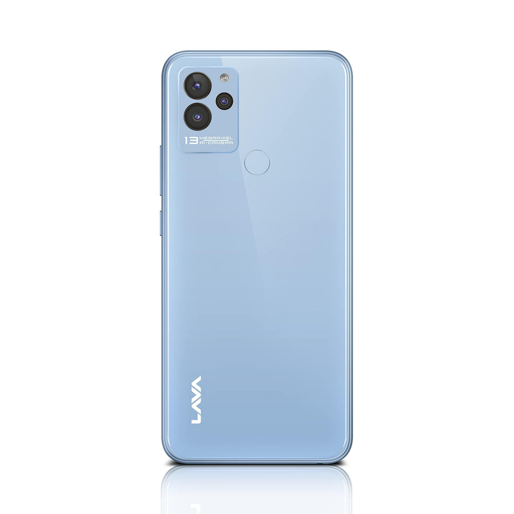 Lava Blaze (Glass Blue, 3GB RAM, 64GB Storage)| Premium Glass Back Design| 13 MP AI Triple Camera |Fingerprint Sensor| 5000 mAh Battery| Upto 6GB Expandable RAM - Triveni World