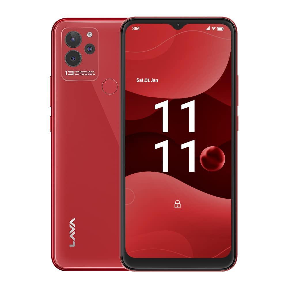 Lava Blaze NXT(Glass Red, 4GB RAM, 64GB Storage)| 2.3 Ghz Octa Core Helio G37| 13 MP AI Triple Camera |Fingerprint Sensor| 5000 mAh Battery| Upto 7GB Expandable RAM - Triveni World