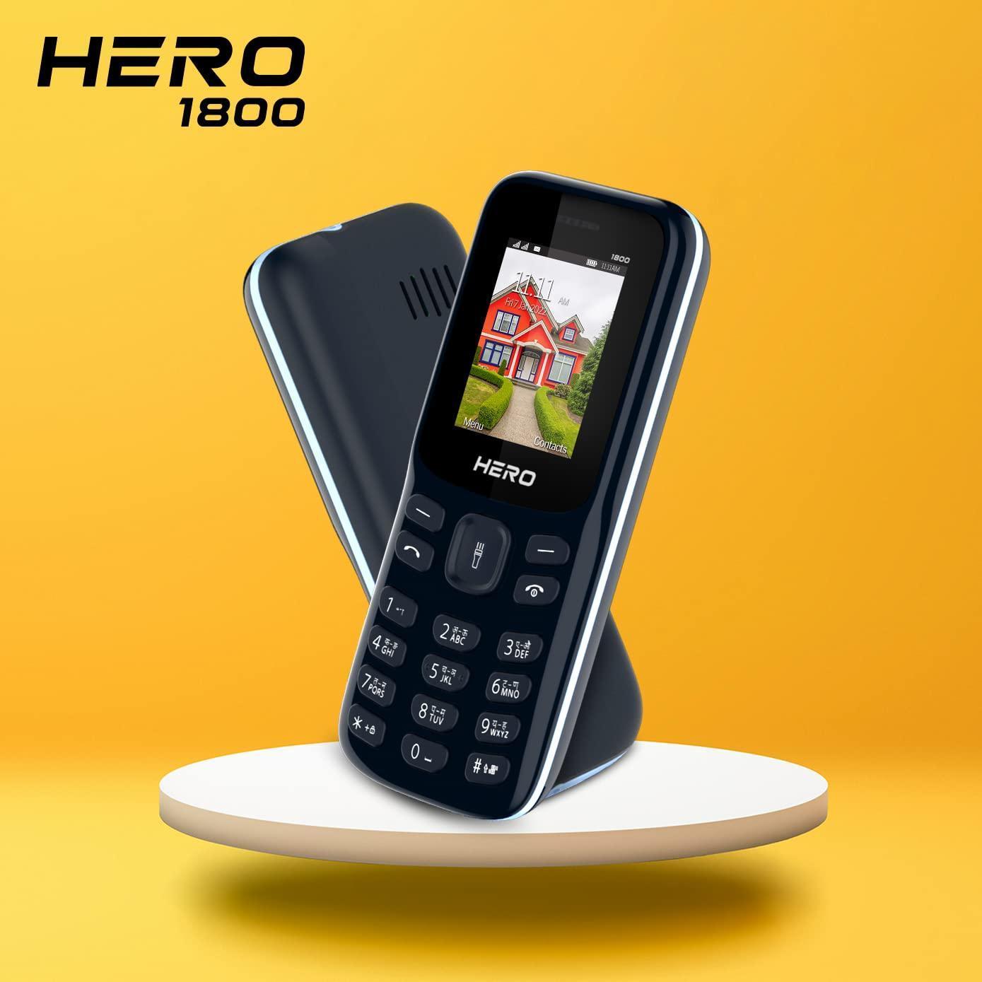 Lava Hero 1800 (Mob Blue), Keypad Mobile with Powerful 1800 mAh Battery, Strong and Sturdy Body, Bluetooth Support, Sleek and Stylish Design - Triveni World