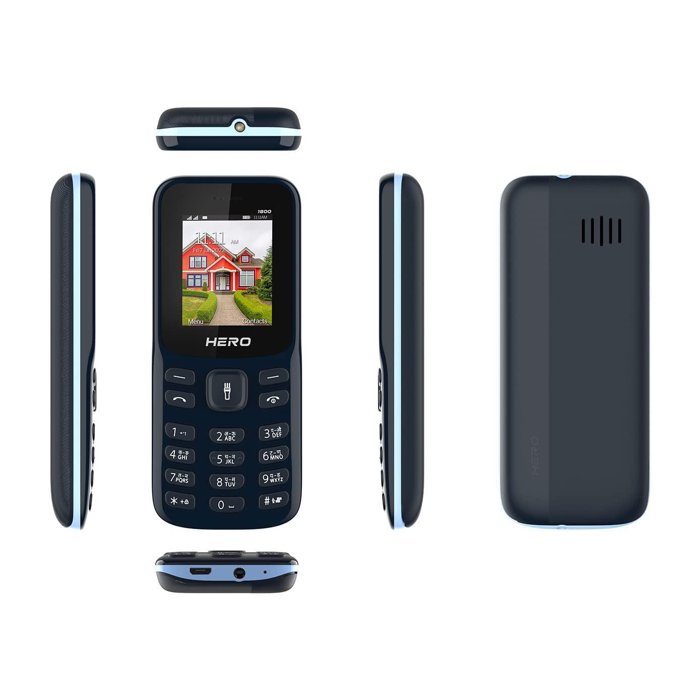 Lava Hero 1800 (Mob Blue), Keypad Mobile with Powerful 1800 mAh Battery, Strong and Sturdy Body, Bluetooth Support, Sleek and Stylish Design - Triveni World