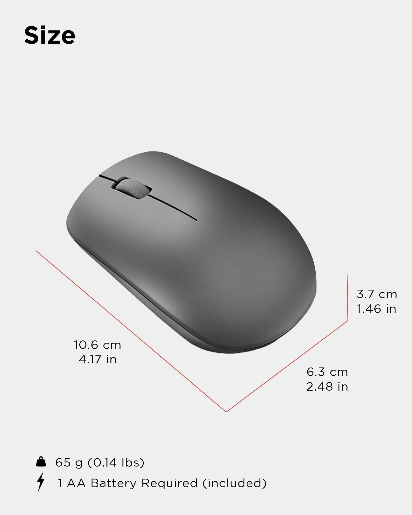 Lenovo 530 Wireless Mouse (Graphite): Ambidextrous, Ergonomic Mouse, Up to 8 Million clicks for Left and Right Buttons, Optical Sensor 1200 DPI, 2.4 GHz Wireless Technology via Nano USB Receiver - Triveni World