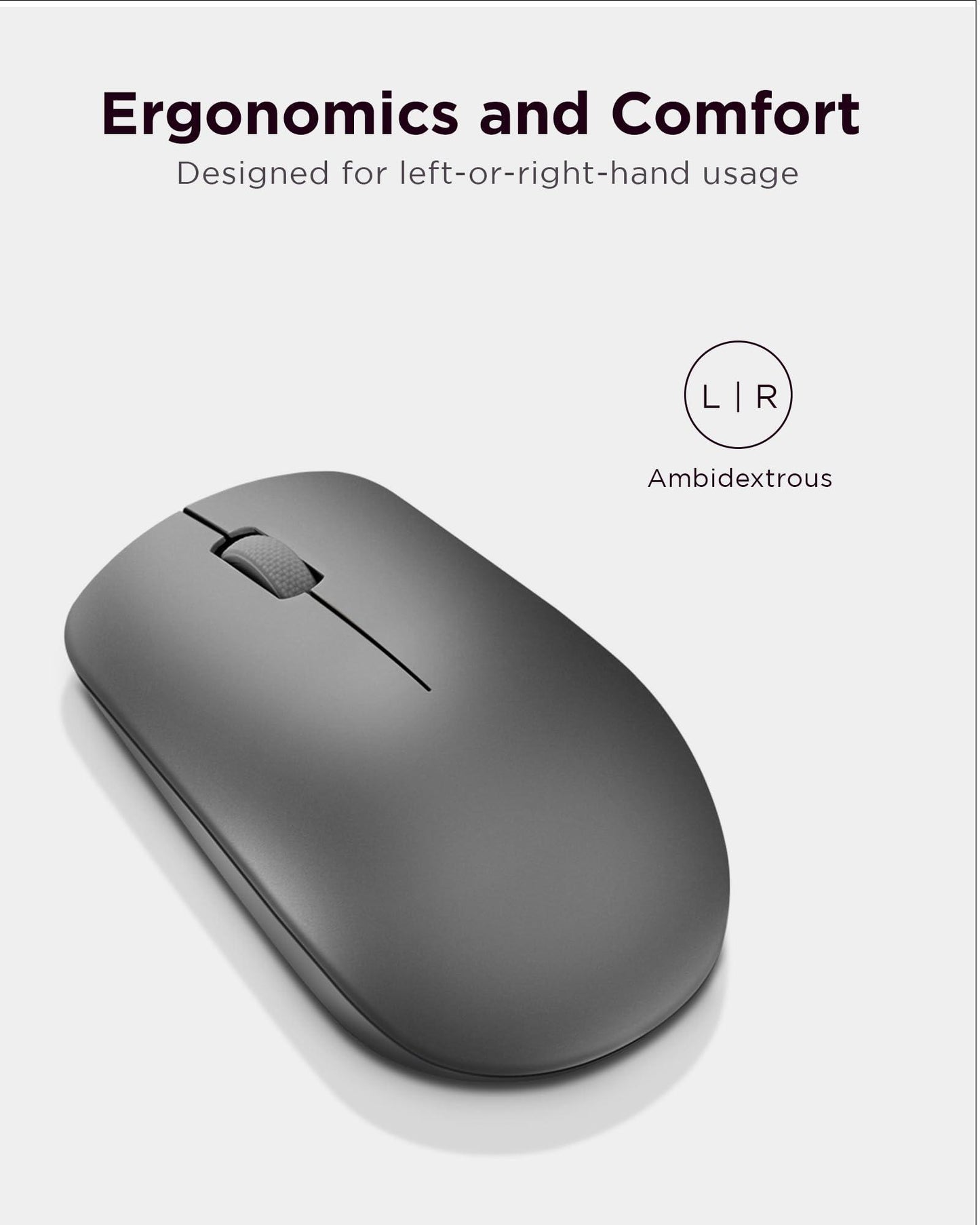 Lenovo 530 Wireless Mouse (Graphite): Ambidextrous, Ergonomic Mouse, Up to 8 Million clicks for Left and Right Buttons, Optical Sensor 1200 DPI, 2.4 GHz Wireless Technology via Nano USB Receiver - Triveni World