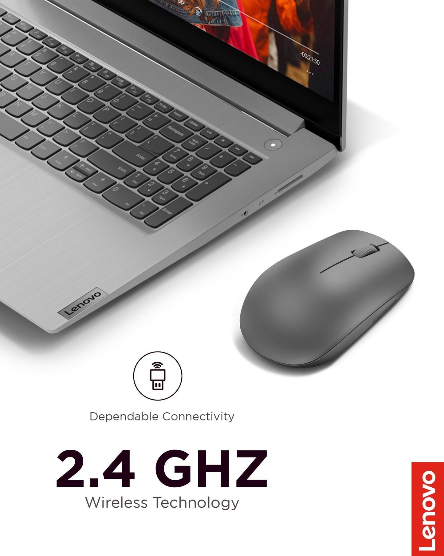 Lenovo 530 Wireless Mouse (Graphite): Ambidextrous, Ergonomic Mouse, Up to 8 Million clicks for Left and Right Buttons, Optical Sensor 1200 DPI, 2.4 GHz Wireless Technology via Nano USB Receiver - Triveni World