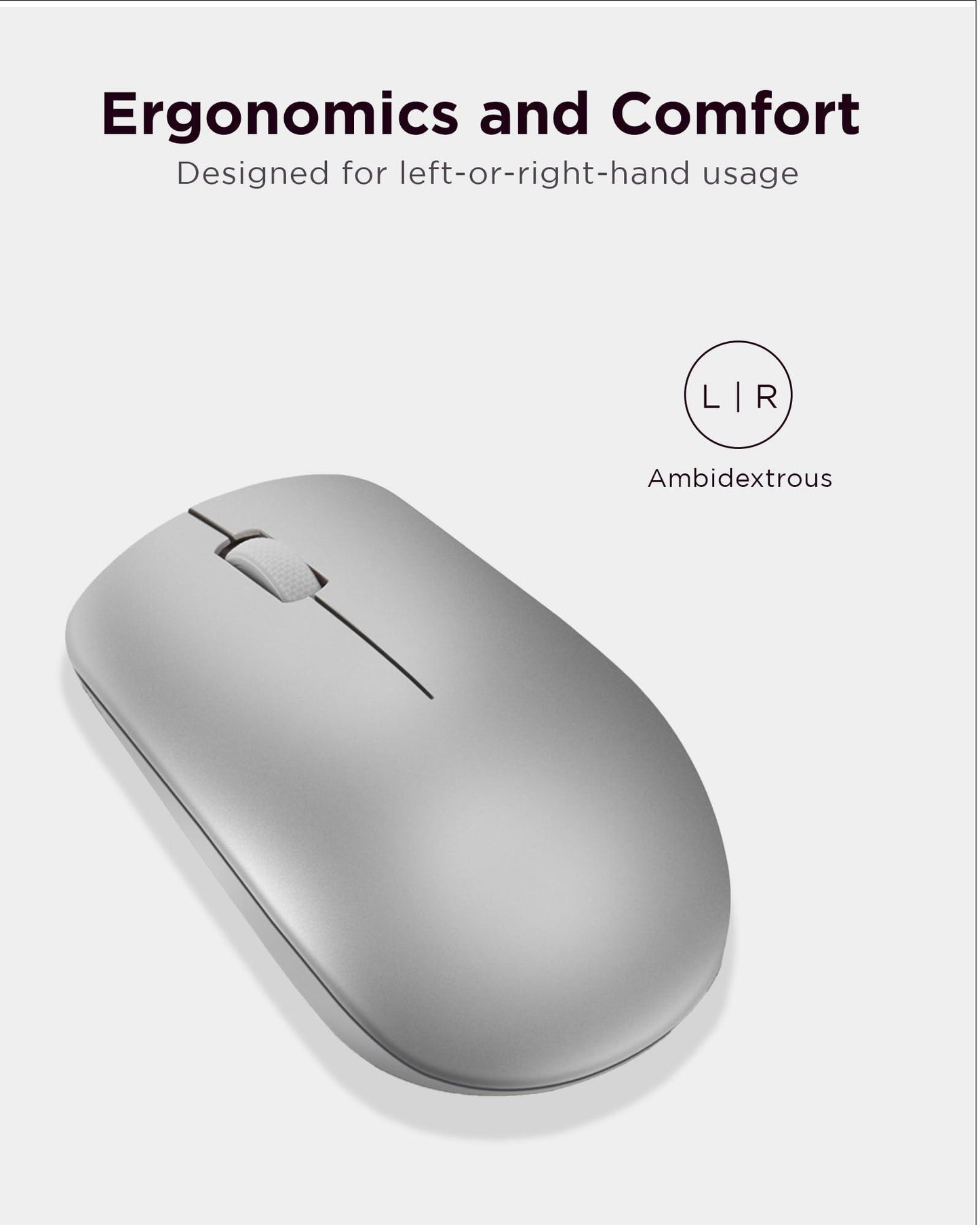 Lenovo 530 Wireless Mouse (Platinum Grey): Ambidextrous, Ergonomic Mouse, Up to 8 Million clicks for Left and Right Buttons, Optical Sensor 1200 DPI, 2.4 GHz Wireless Technology via Nano USB Receiver - Triveni World