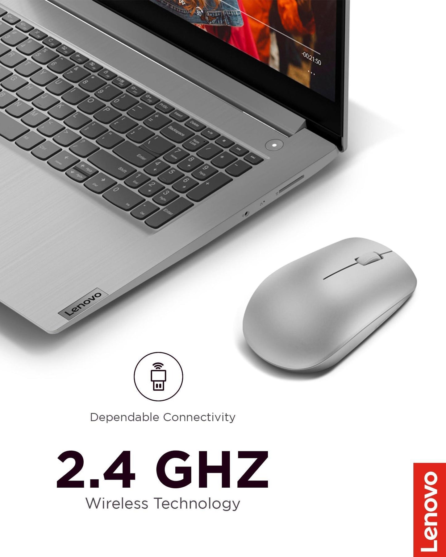 Lenovo 530 Wireless Mouse (Platinum Grey): Ambidextrous, Ergonomic Mouse, Up to 8 Million clicks for Left and Right Buttons, Optical Sensor 1200 DPI, 2.4 GHz Wireless Technology via Nano USB Receiver - Triveni World