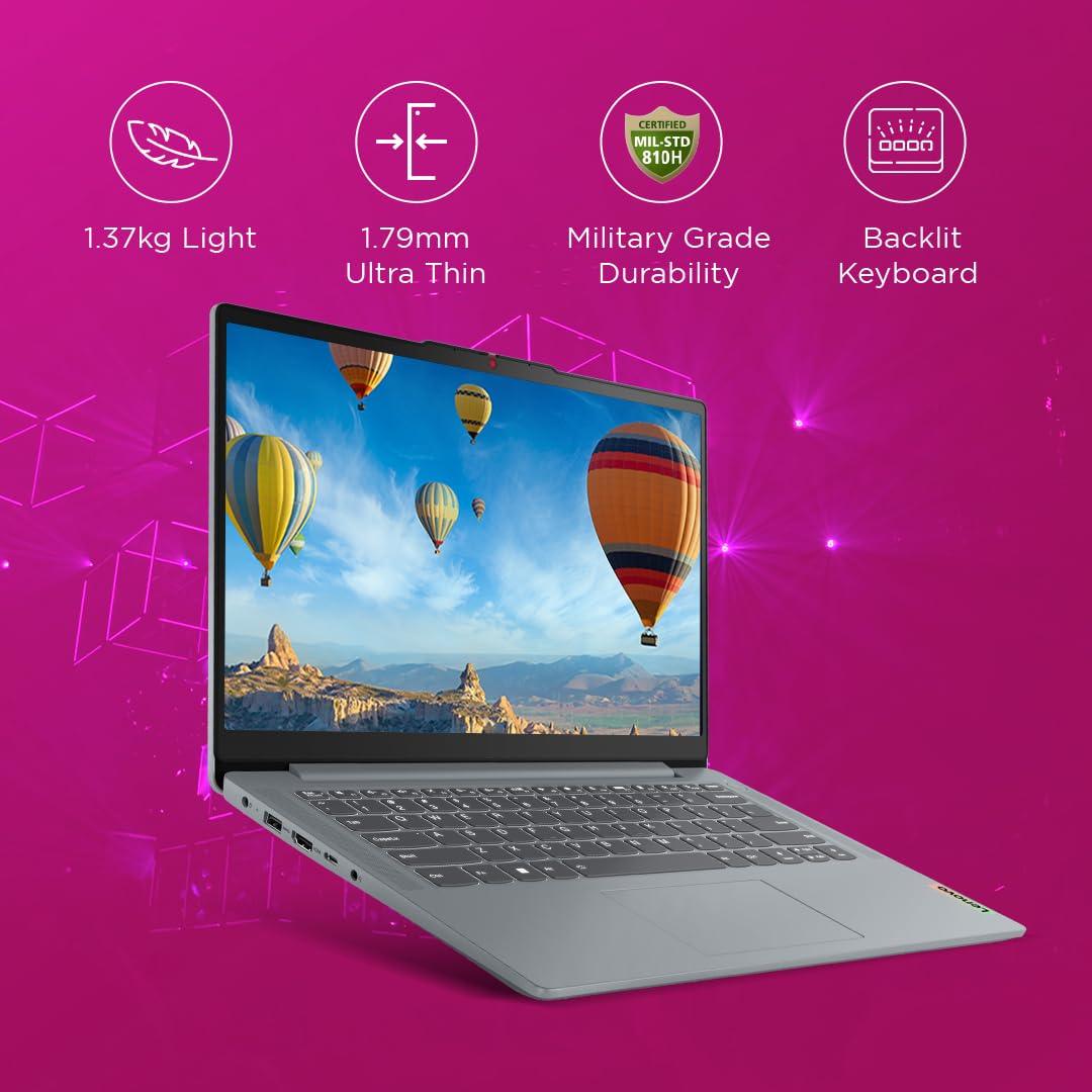 Lenovo IdeaPad Slim 3 12th Gen Intel Core i5-12450H 14" (35.5cm) FHD 250 Nits Thin & Light Laptop (16GB/512GB SSD/Win 11/Office 21/1Yr ADP Free/Alexa built-in/3 mon. Game Pass/Grey/1.37Kg), 83EQ005VIN - Triveni World