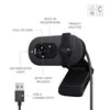 Logitech Brio 100 Full HD Webcam for Meetings and Streaming, Auto-Light Balance, Built-in Mic, Privacy Shutter, USB-A, for Microsoft Teams, Google Meet, Zoom and More- Graphite - Triveni World