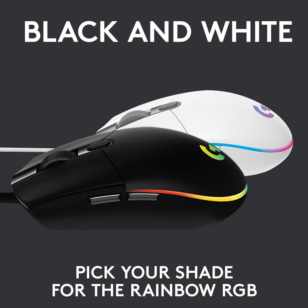 Logitech G102 Light Sync Gaming Wired Mouse with Customizable RGB Lighting, 6 Programmable Buttons, Gaming Grade Sensor, 8K DPI Tracking,16.8mn Color, Light Weight - White - Triveni World