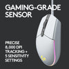 Logitech G102 Light Sync Gaming Wired Mouse with Customizable RGB Lighting, 6 Programmable Buttons, Gaming Grade Sensor, 8K DPI Tracking,16.8mn Color, Light Weight - White - Triveni World