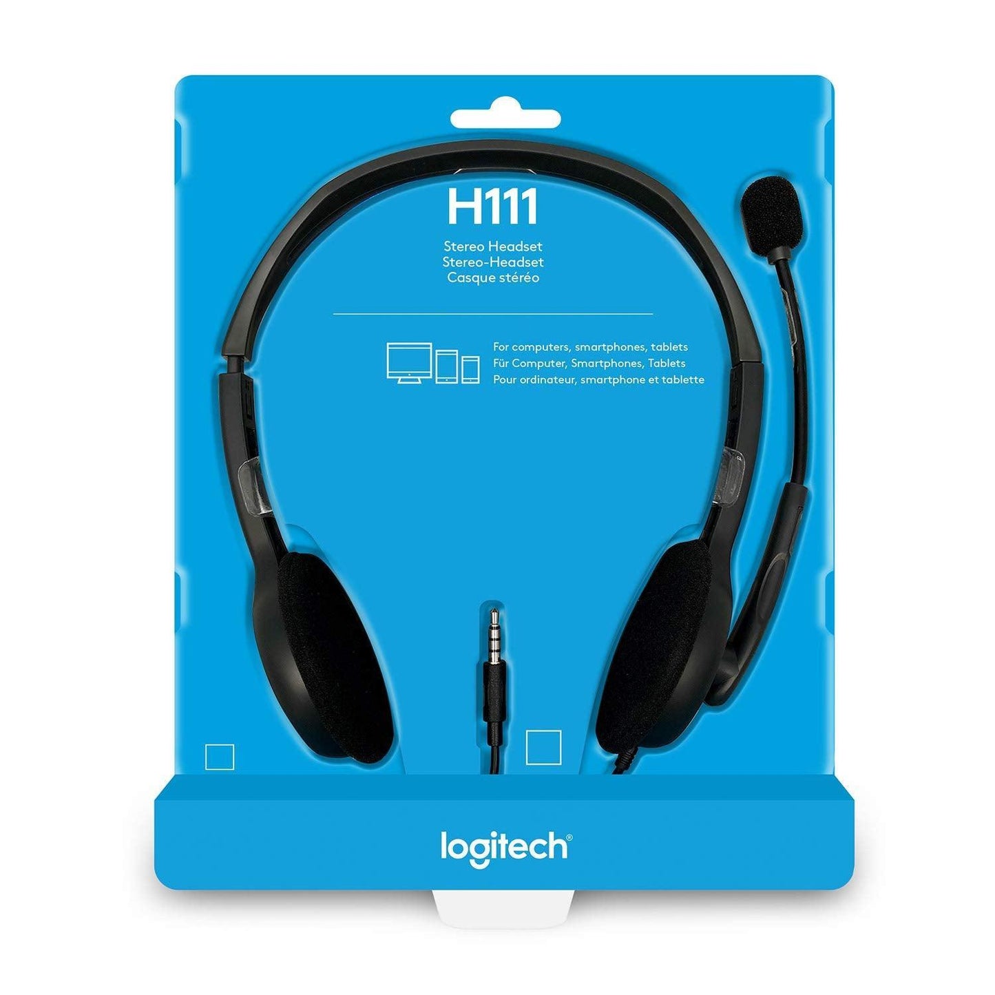 Logitech H111 Wired On Ear Headphones With Mic Black - Triveni World