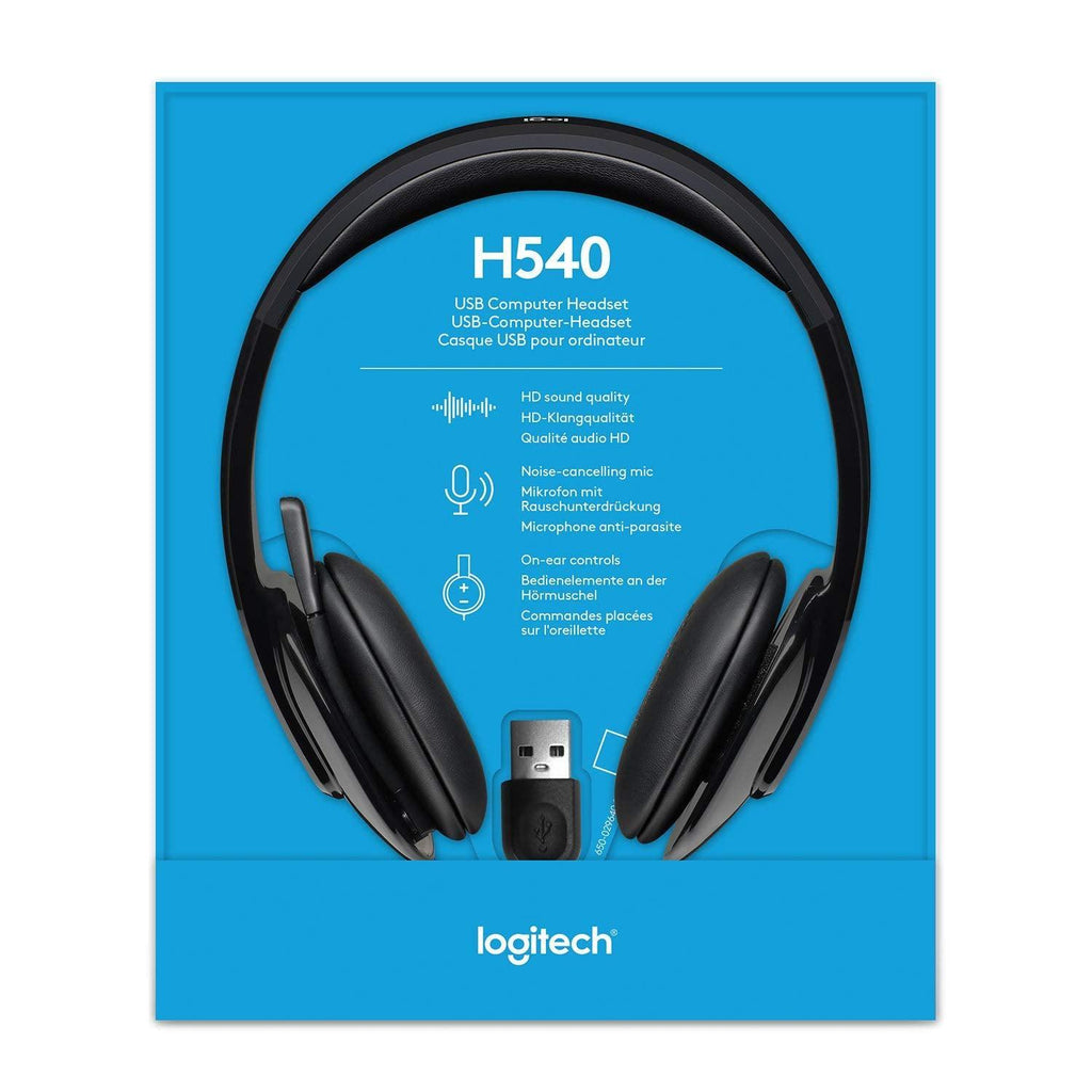 Logitech H540 Stereo Wired On Ear Headphones With Mic With Noise-Cancelling Usb, On Ear Controls, Mute Indicator Light, Pc/Mac/Laptop - (Black) - Triveni World