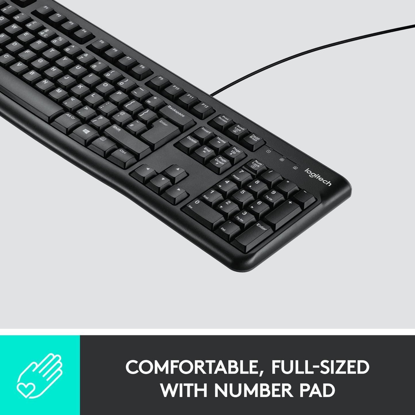 Logitech K120 Wired Keyboard for Windows, USB Plug-and-Play, Full-Size, Spill-Resistant, Curved Space Bar, Compatible with PC, Laptop - Triveni World