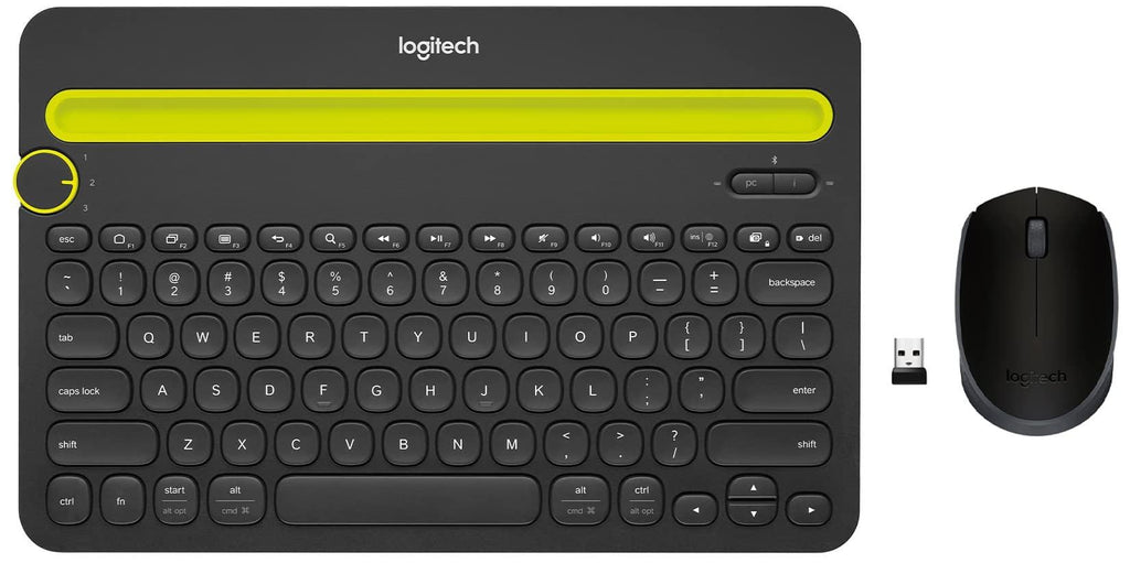 Logitech K480 Wireless Multi-Device Keyboard, Black & B170 Wireless Mouse, 2.4 GHz with USB Nano Receiver, Optical Tracking, 12-Months Battery Life, Ambidextrous, PC/Mac/Laptop - Black - Triveni World