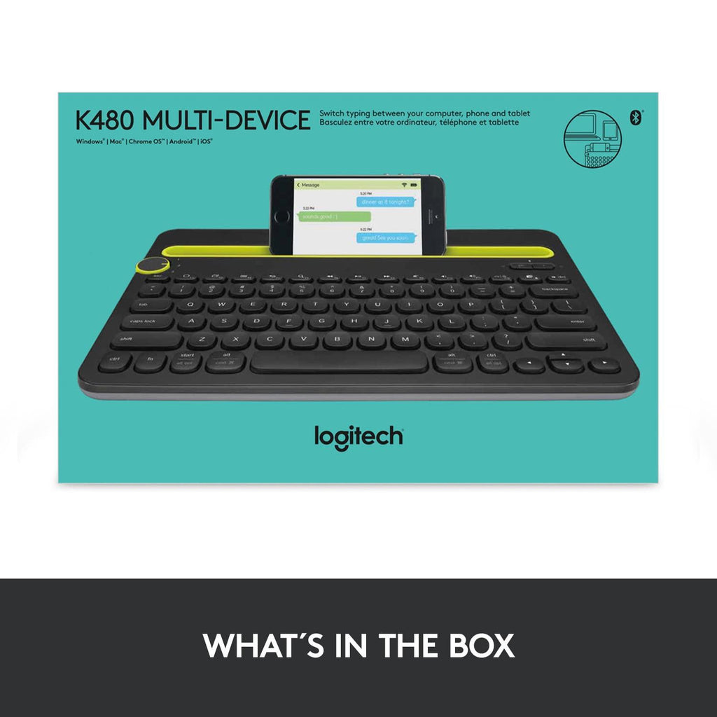 Logitech K480 Wireless Multi-Device Keyboard For Windows, Macos, Ipados, Android Or Chrome Os, Bluetooth, Compact, Compatible With Pc, Mac, Laptop, Smartphone, Tablet - Black - Triveni World