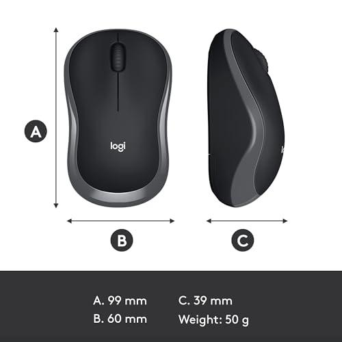 Logitech M186 Wireless Mouse, 2.4GHz with USB Mini Receiver, 12-Month Battery Life, 1000 DPI Optical Tracking, Ambidextrous, Compatible with PC, Mac, Laptop - Triveni World