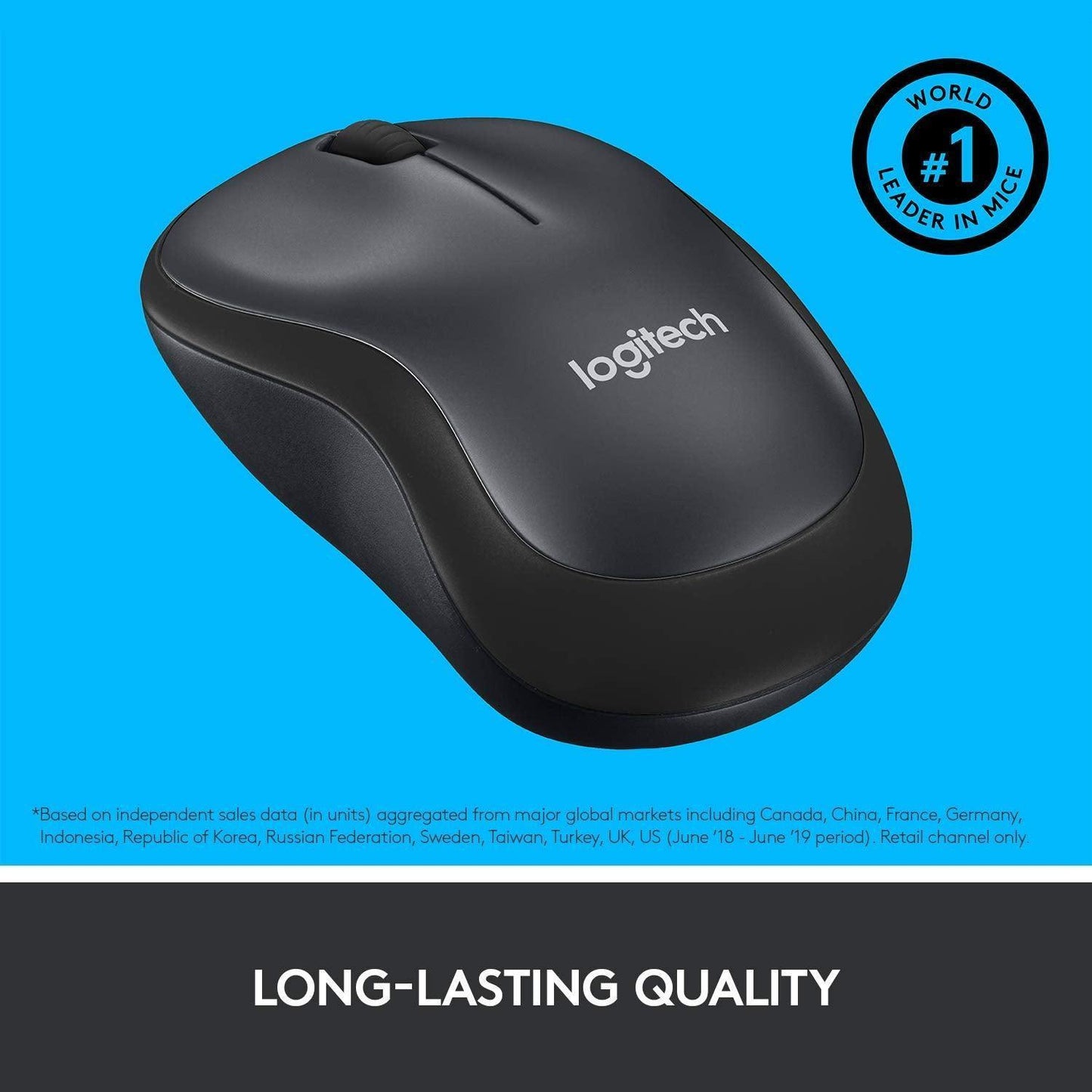 Logitech M221 Wireless Mouse, Silent Buttons, 2.4 GHz with USB Mini Receiver, 1000 DPI Optical Tracking, 18-Month Battery Life, Ambidextrous PC/Mac/Laptop - Charcoal Grey - Triveni World