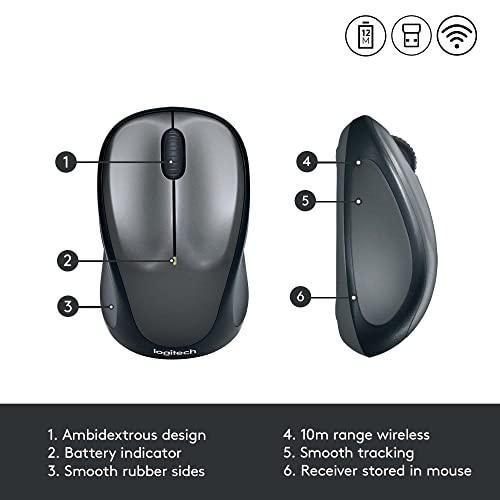 Logitech M235 Wireless Mouse, 1000 DPI Optical Tracking, 12 Month Life Battery, Compatible with Windows, Mac, Chromebook/PC/Laptop - Grey - Triveni World