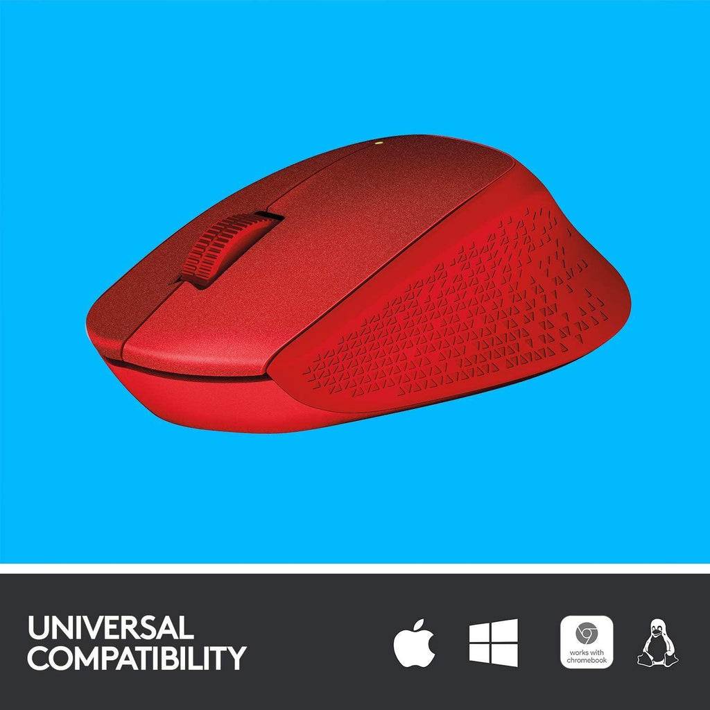 Logitech M331 Silent Plus Wireless Mouse, 2.4GHz with USB Nano Receiver, 1000 DPI Optical Tracking, 3 Buttons, 24 Month Life Battery, PC/Mac/Laptop - Red - Triveni World