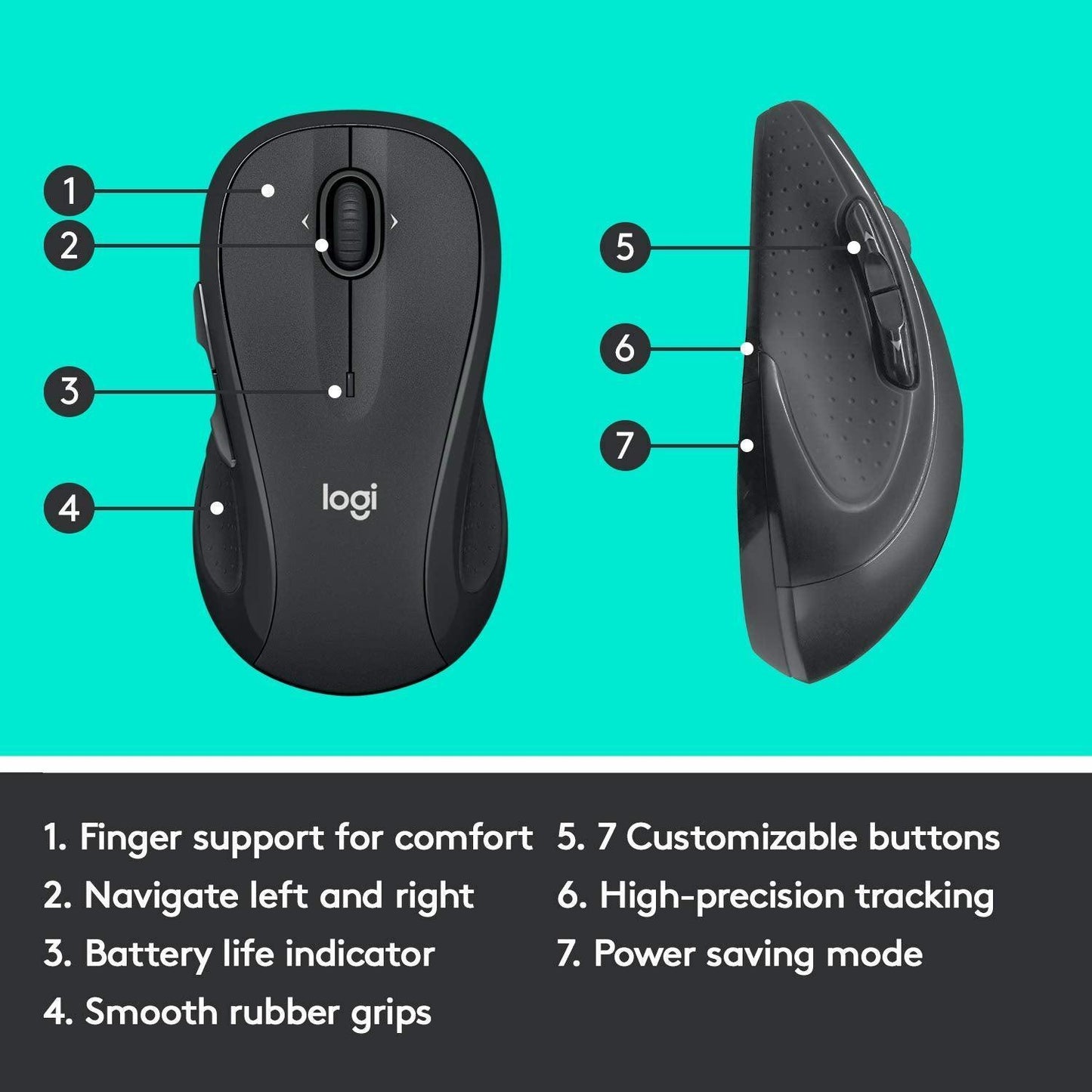 Logitech M510 Wireless Computer Mouse for PC with USB Unifying Receiver - Graphite - Triveni World