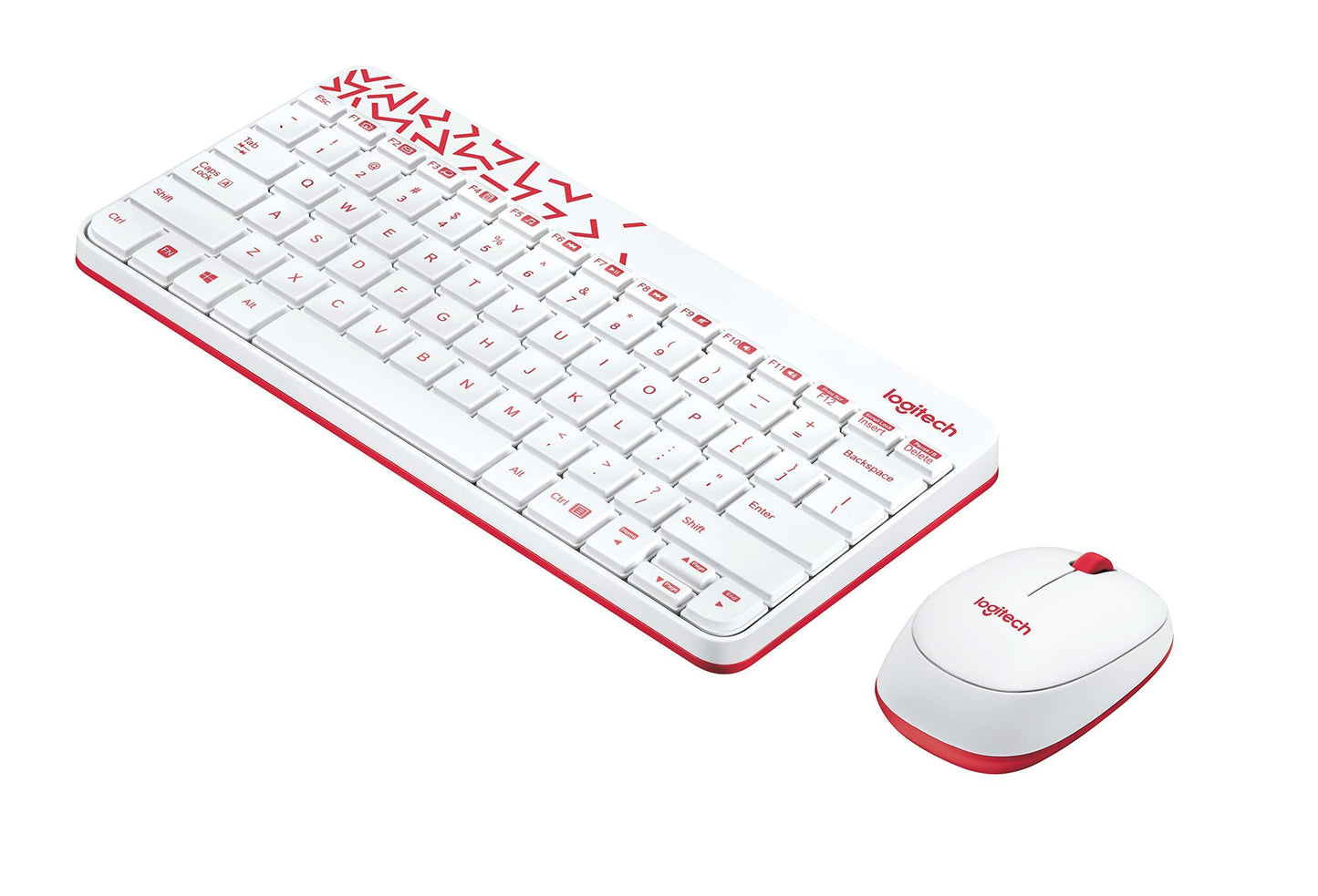 Logitech MK240 Nano USB Wireless Keyboard and Mouse Set, 12 Function Keys 2.4GHz Wireless, 1000DPI,Spill-Resistant Design, PC/Mac, White/Vivid Red - Triveni World