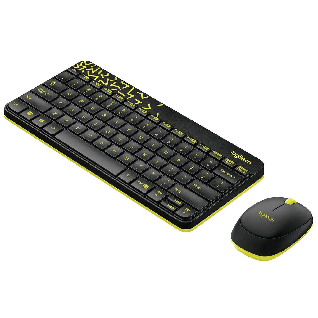 Logitech MK240 Nano Wireless USB Keyboard and Mouse Set, 12 Function Keys 2.4GHz Wireless, 1000DPI, Spill-Resistant Design, PC/Mac, Black/Chartreuse Yellow - Triveni World