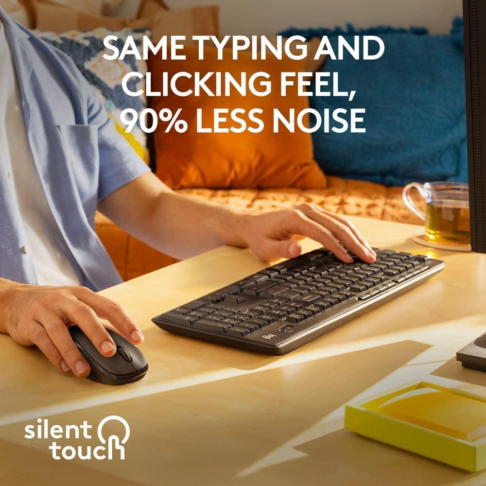 Logitech MK295 Silent Wireless Mouse & Keyboard Combo with SilentTouch Technology, Full Numpad, Advanced Optical Tracking, Lag-Free Wireless, 90% Less Noise - Black - Triveni World