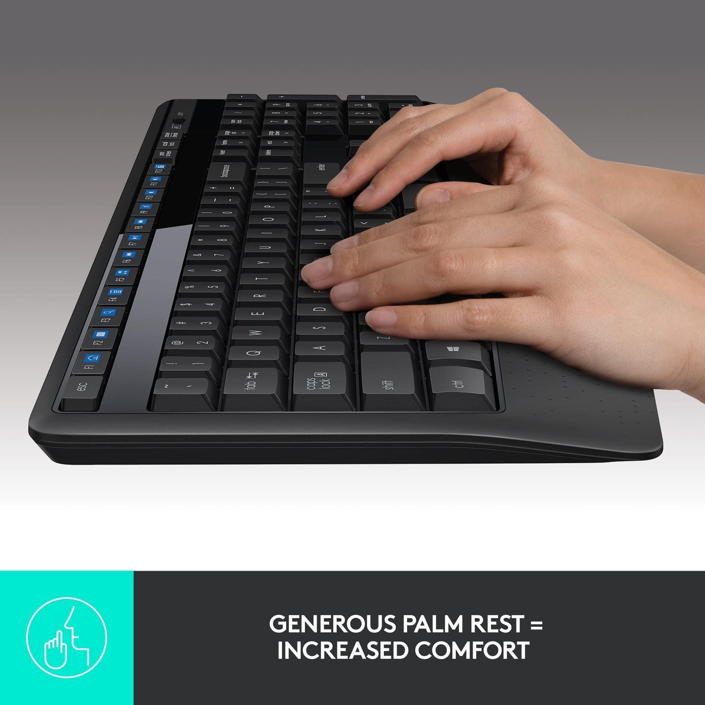 Logitech MK345 Wireless Keyboard and Mouse Set Full-Sized Keyboard with Palm Rest and Comfortable Right-Handed Mouse, 2.4 GHz Wireless USB Receiver, Compatible with PC, Laptop - Black - Triveni World