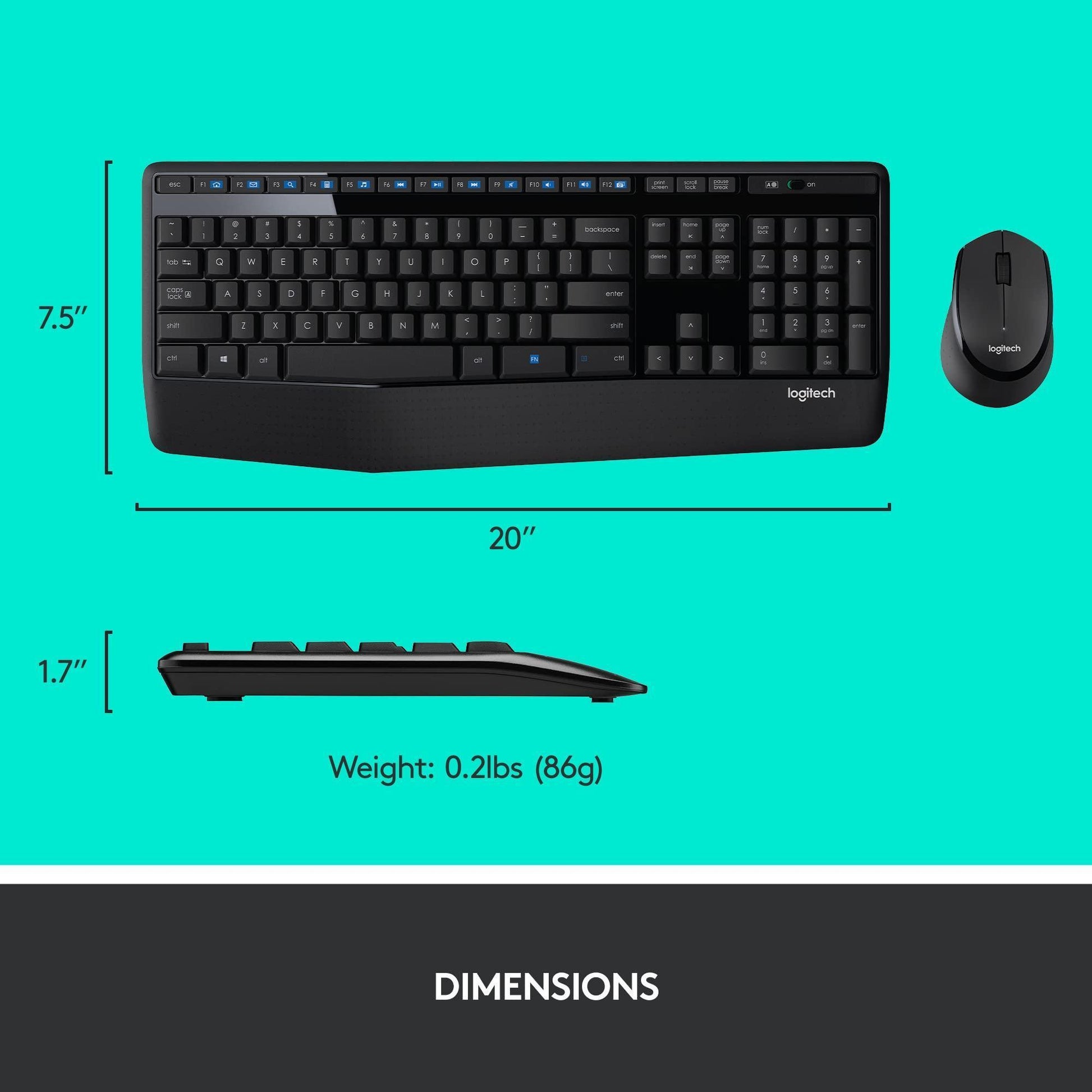 Logitech MK345 Wireless Keyboard and Mouse Set Full-Sized Keyboard with Palm Rest and Comfortable Right-Handed Mouse, 2.4 GHz Wireless USB Receiver, Compatible with PC, Laptop - Black - Triveni World