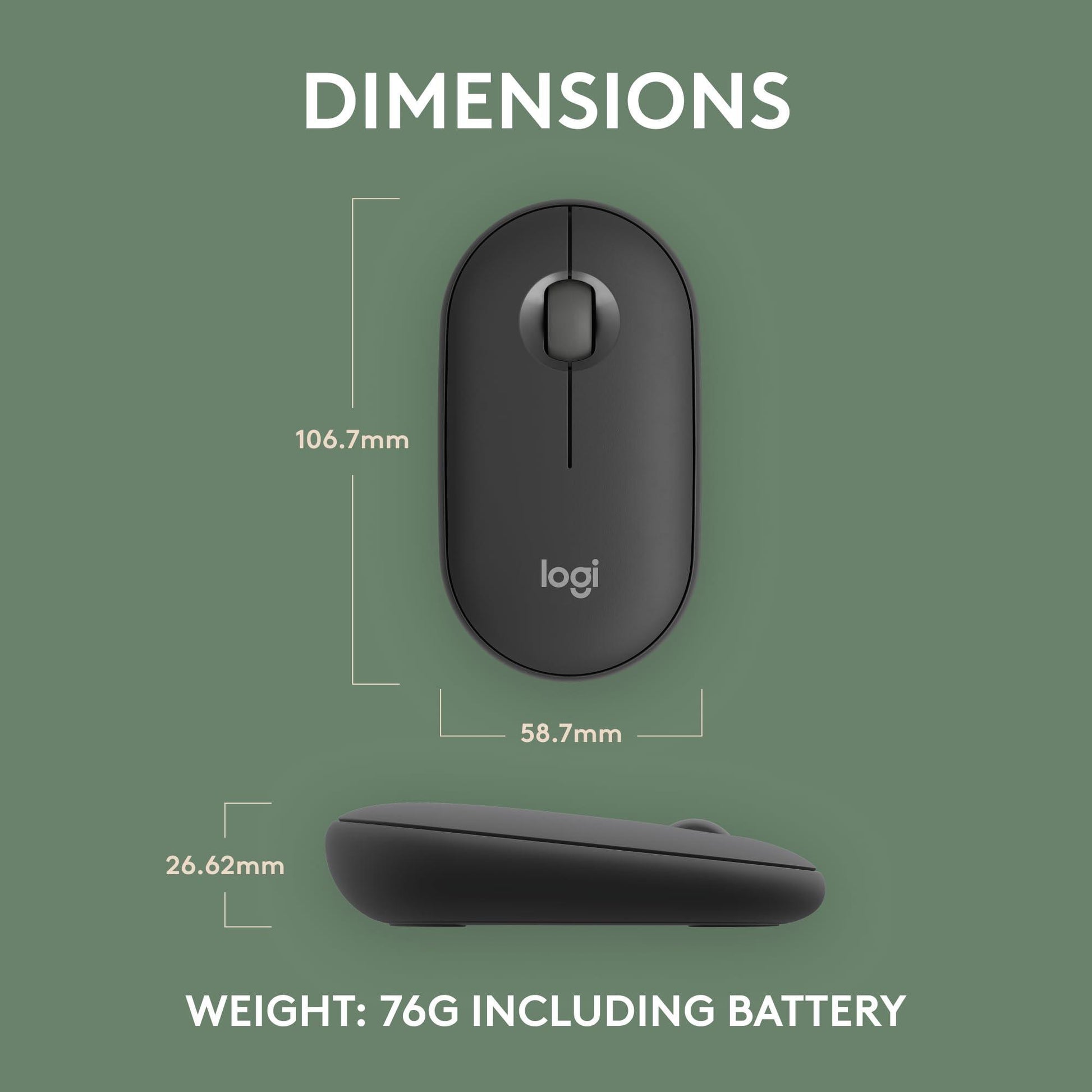 Logitech Pebble Mouse 2 M350s Slim Bluetooth Wireless Mouse, Portable, Lightweight, Customisable Button, Quiet Clicks, Easy-Switch for Windows, macOS, iPadOS, Android, Chrome OS - Tonal Graphite - Triveni World