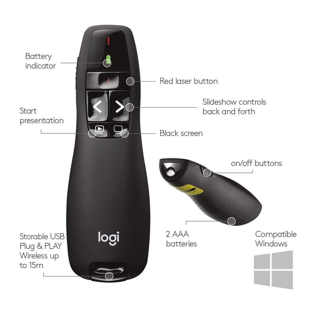 Logitech Wireless Presenter R400 (Black) - Triveni World