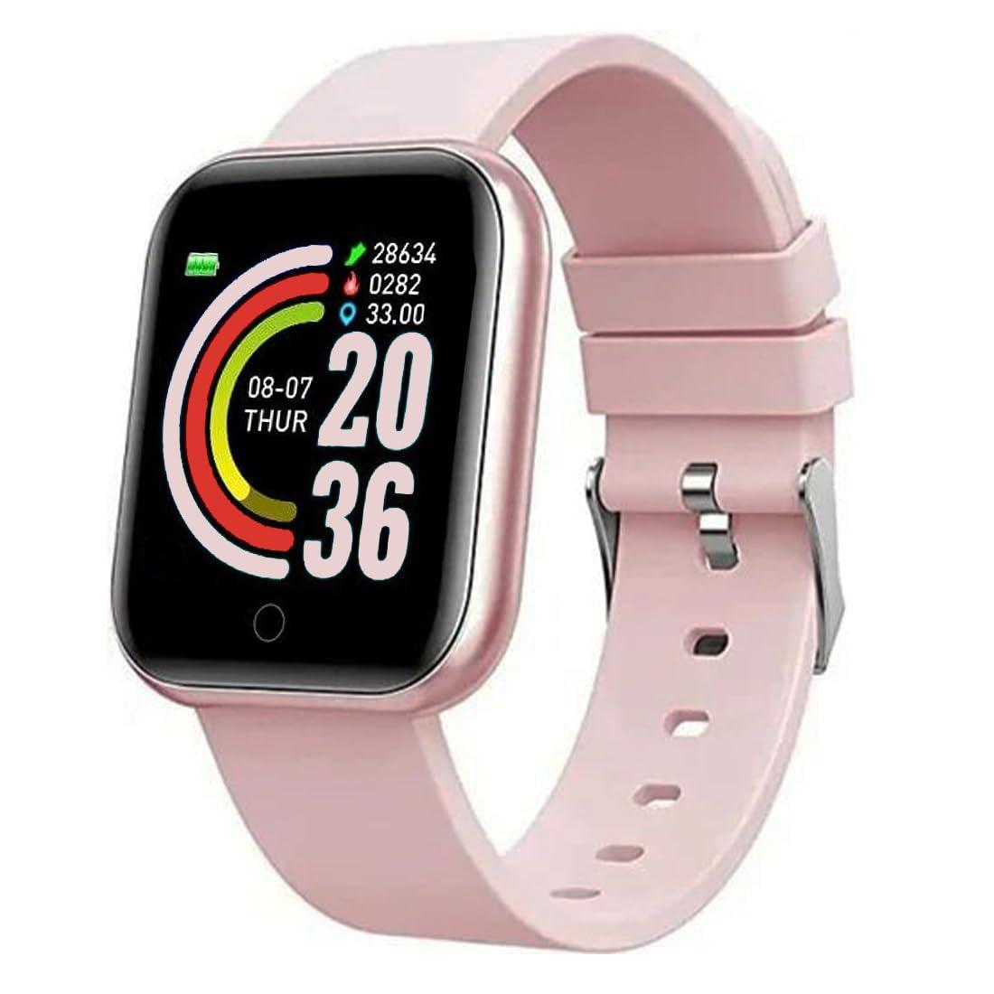 M I D116 Fitness Band Smart watch for Men, Women, Boys, Girls, Kids – Single Touch Interface, Water Resistant, Workout Modes, Quick Charge Sports Smartwatch – Pink - Triveni World