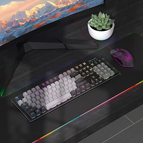 MageGee Gaming Keyboard and Mouse Combo, K1 LED Rainbow Backlit Wired Keyboard with 104 Key Computer PC Gaming Keyboard for PC/Laptop(Black & Gray) - Triveni World