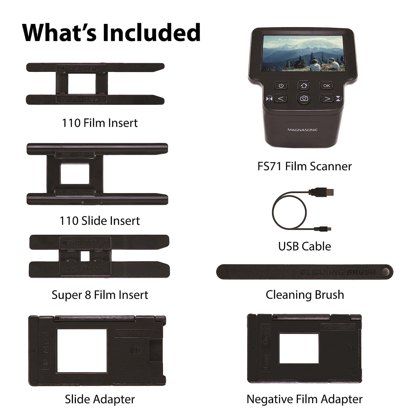 Magnasonic All-in-One 22MP Film Scanner with Large 5" Display & HDMI, Converts 35mm/126/110/Super 8 Film & 135/126/110 Slides into Digital Photos, Built-in Memory (FS71) - Triveni World