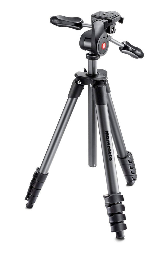 Manfrotto Compact Advanced Aluminium Tripod with 3-Way Head MKCOMPACTADV-BK (Load Capacity Upto 3kg),Black - Triveni World