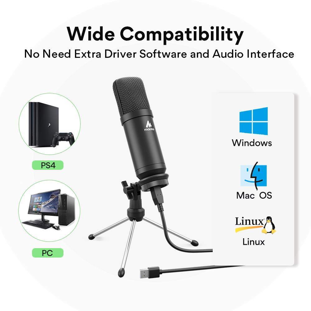 Maono AU-A04TR USB Condenser Cardioid Microphone Kit with Tripod for Podcast, PC, Gaming, Recording, YouTube, Vlogging - Triveni World