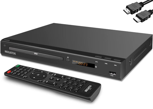 MEGATEK Region-Free DVD Player for TV with HDMI, CD Player for Home, Plays All Regions and Formats, USB Port, Durable Metal Casing, Remote, HDMI and RCA Cables Included - Triveni World