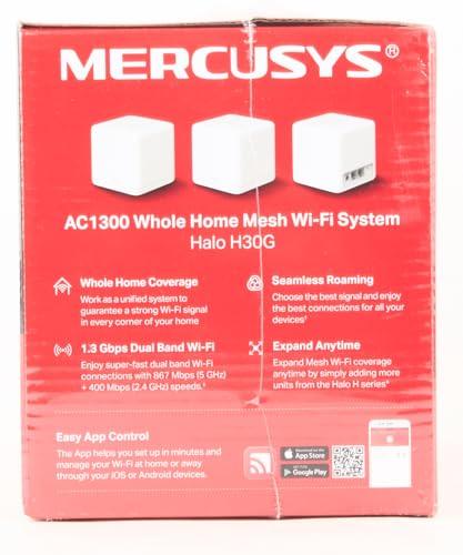 MERCUSYS Halo H30G(3-Pack) AC1300 Whole Home Mesh Wi-Fi System 1.3 Gbps Dual Band WiFi Gigabit Wireless Router 1300 Mbps Speed Coverage, White Halo H30G - Triveni World